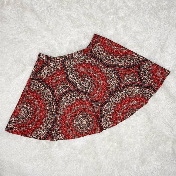 Abercrombie & Fitch Red Mandala Bohemian Mini Circle Skirt - Picture 4 of 8